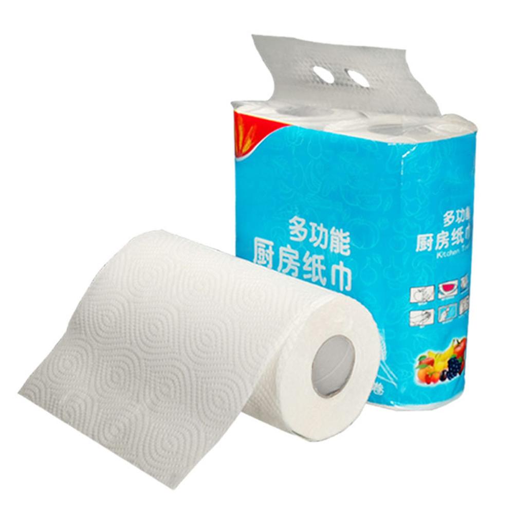 2 Rolls Kitchen Paper Water Absorbent Paper Towels Wood Pulp Kitchen Tissue
