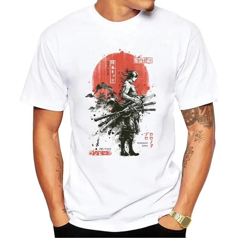 Hipster Zoro Samurai Wano Kuni Arc Men T-Shirt Short Sleeve O-Neck Tee Fashion Anime Samurai Printed Tshirts Funny Tops