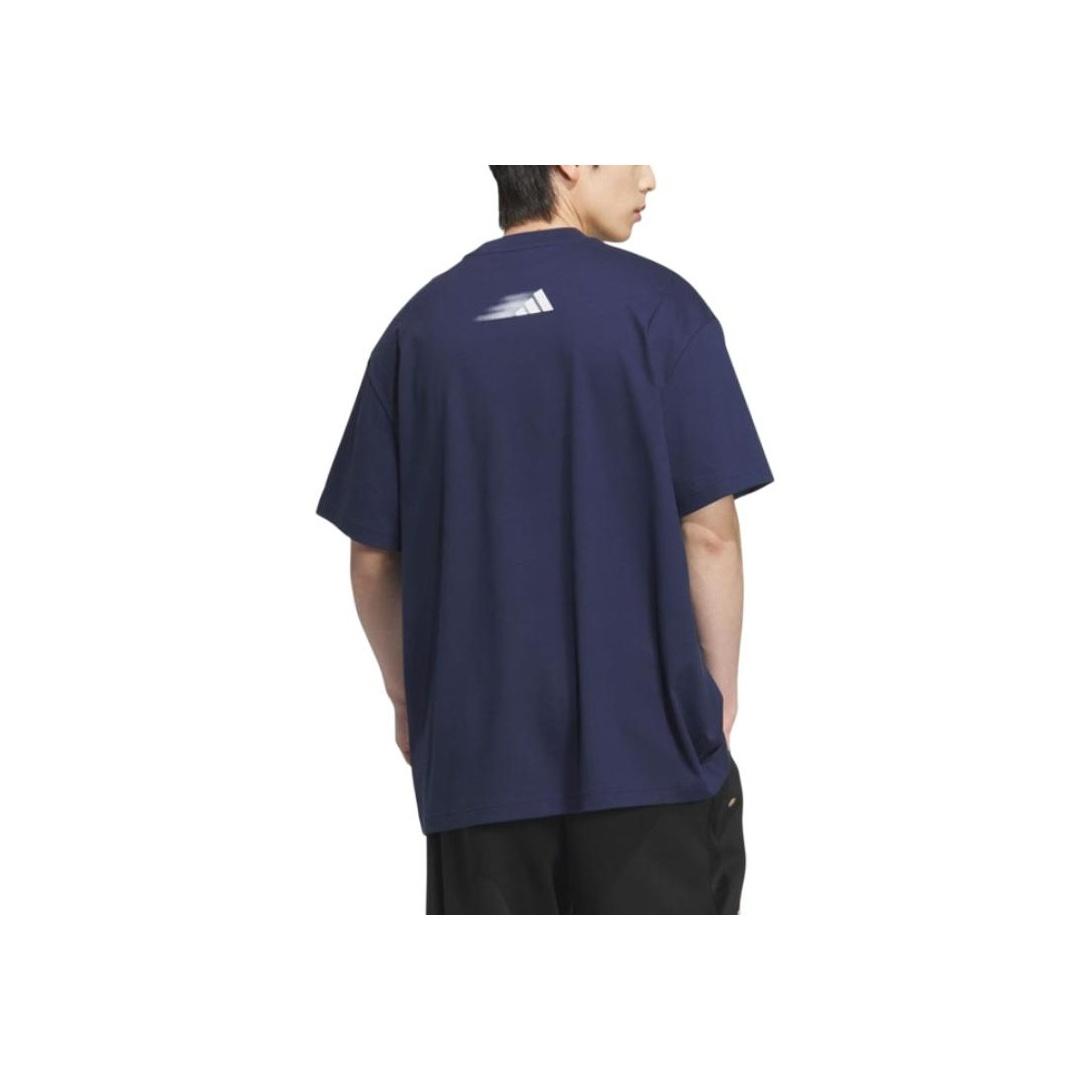 

Adidas SS25 Свободного кроя футболка с круглым вырезом и коротким рукавом для спорта Мужские топы Темно-синий KA2295 L