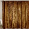 Rustic Curtain Shower Wood Barn Door Pattern Bath Curtain Waterproof Hooks With