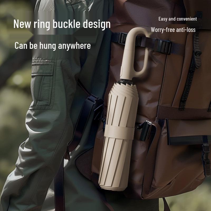 Automatic Buckle Women’s Umbrella: Windproof, Reinforced, Sun & Rain UV Protection