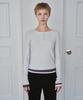 Simeteuligpeosenteu Layered Henley Neck Top / Light Gray