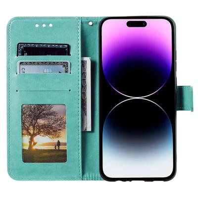 For iPhone 16 Pro Stand Case Imprinted Totem PU Leather Wallet Phone Cover