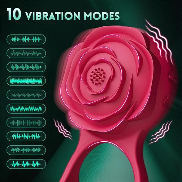 Rose Penis Ring Sex Toys Cock Ring Wearable Penis Ring Vibrator with Remote Control Adult Toys for Male Female