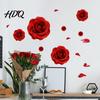 Wedding Party Backdrop Decor Romantic 3D Rose Flower Wall Stickers Waterproof PVC Decal Peel And Stick Valentine Day Room Decoration Art Decor