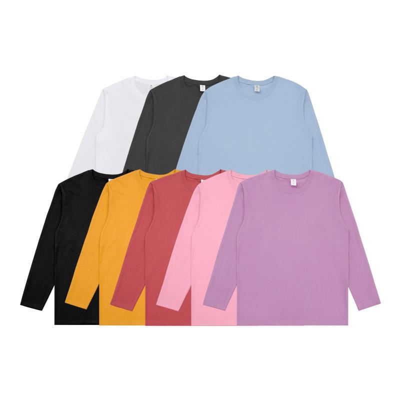 Long Sleeve T-Shirt Men'S Spring And Autumn Crew Neck White Bottom Shirt Thin Cotton Interior Men'S Casual Top