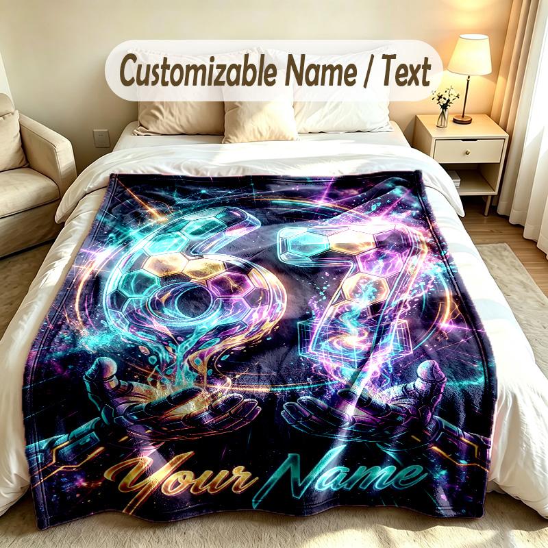 Neon Theme Custom Blanket Personalized Name & Text Customized Soft Warm Throw Blanket Home Decor