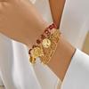 Retro Star Pearl Crystal Multi-Layer Bracelet with Heart & Round Ball Charms