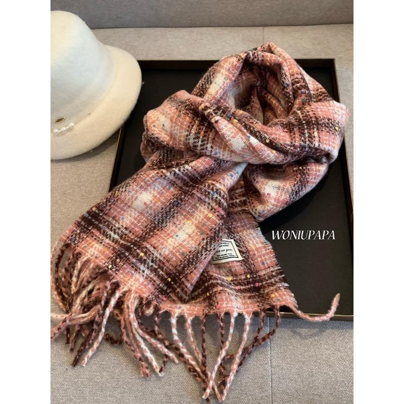 Korean Version Ins White Plaid Scarf for Women New Autumn and Winter Student Couple Fashion Versatile Warm Scarf