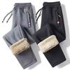 Pantaloni da jogging da uomo in pile pesante foderato in lana d'agnello: Caldo, Vestibilità Larga, Spesso, Taglie Forti, Autunno/Inverno, Sportivo & Casual.