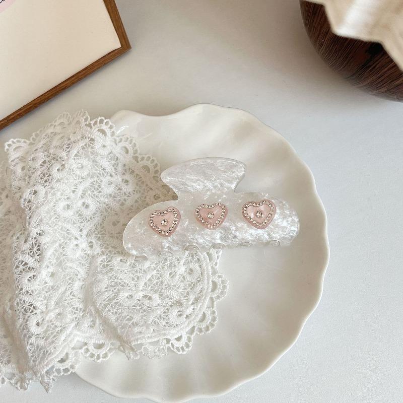 1Pcs Pearl Patterned Heart Set Diamond Clip Suitable Valentine's Day Gift Giving,daily Dating,sweet Hair Accessorie Shark Clip