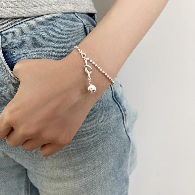 VENTFILLE 925 Sterling Silver Circular Bead Bracelet For Women Knot Minimalism Versatile Trend Jewelry Gift Dropshipping
