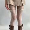 Nieuw Ontwerp Beige Panty Dames Sexy Doorzichtig Mesh Fijnmazige Kousen JK Uniform Strikband Kant Bodem Panty