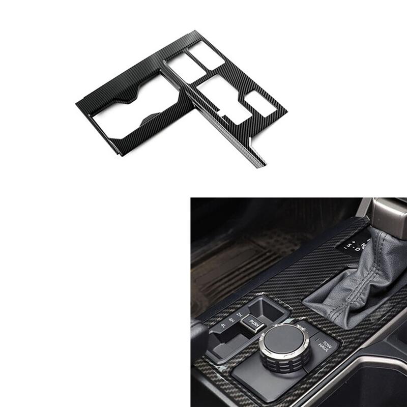 A87Q-Center Console Gear Shift Panel Cover Cup Holder Trim for Toyota Tundra - Accessories ,ABS Carbon Fiber