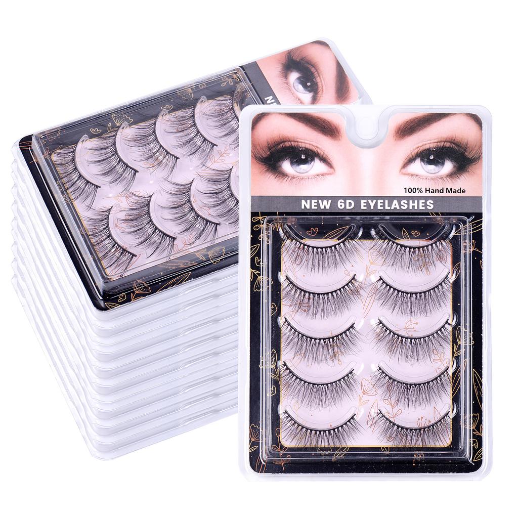 5 Pairs Of Eyelashes 6D Chemical Fiber Three-Dimensional Multi-Layer Crossed False Eyelashes Naturally Curl Eyelashes