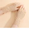 Bridal Gloves With Delicate Lace Design Half Finger Coverage Perfect For Church Outdoor Ceremonies