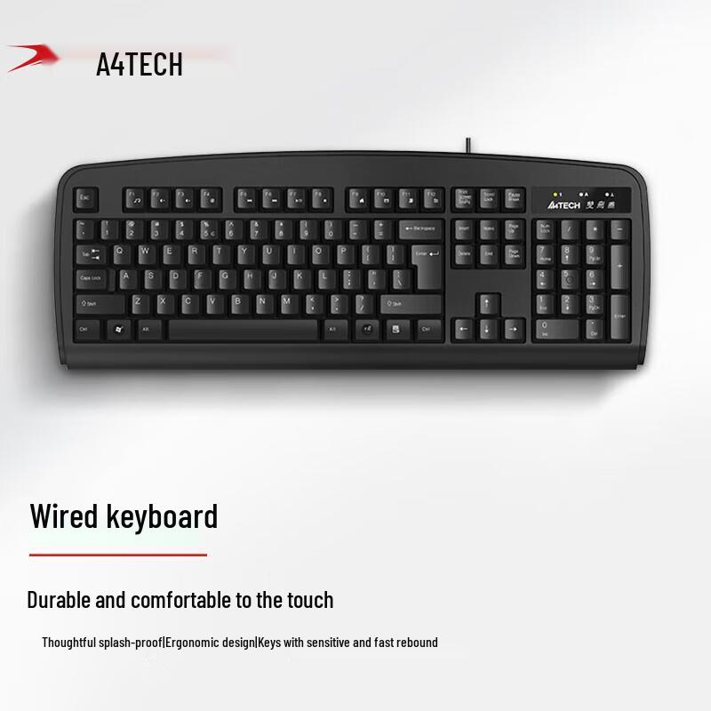 A4TECH KB-8 Wired Membrane Office Keyboard, 104-Key, USB