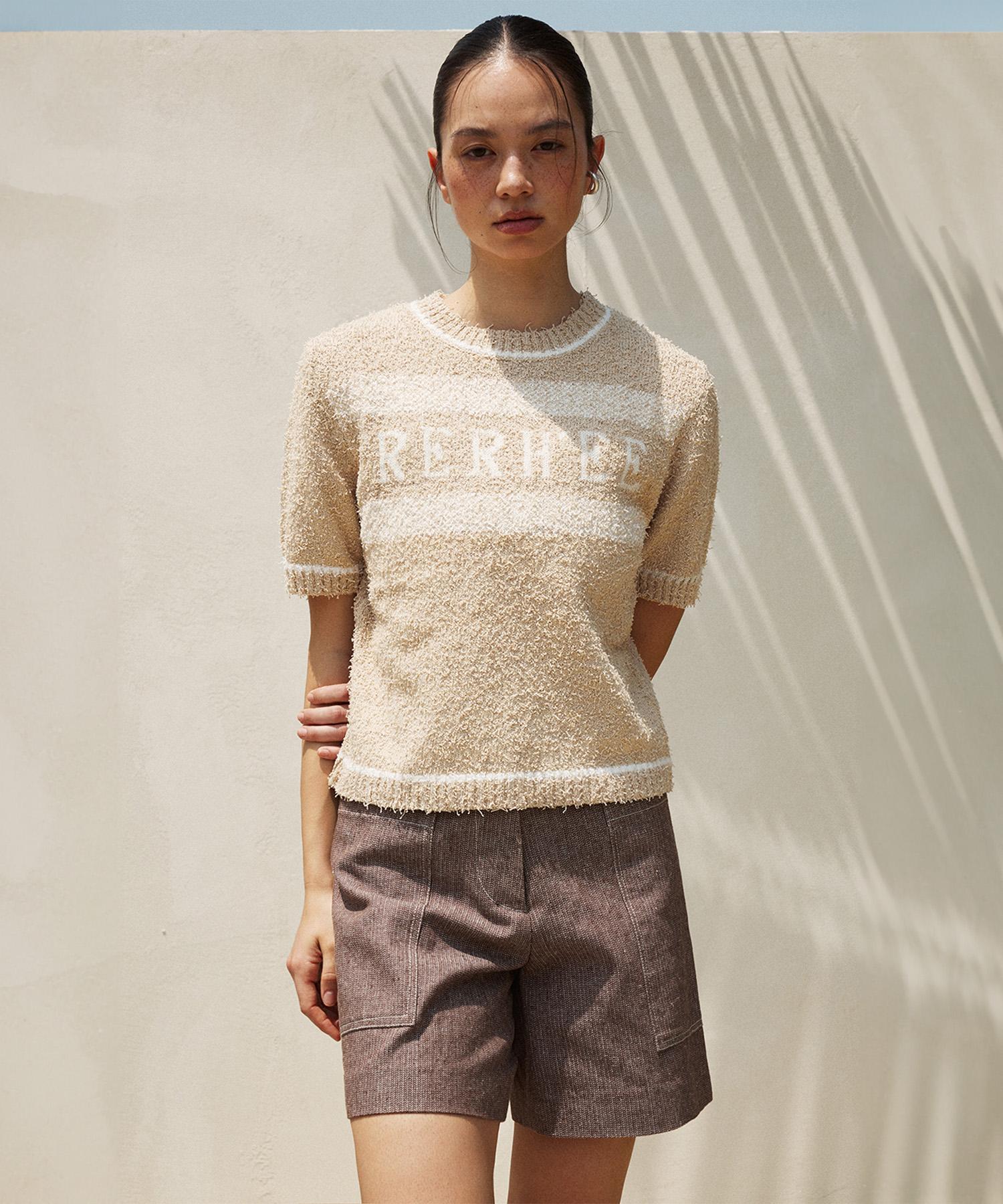 Rie Logo Embroidered Knit Top Caramel Caramel/S M
