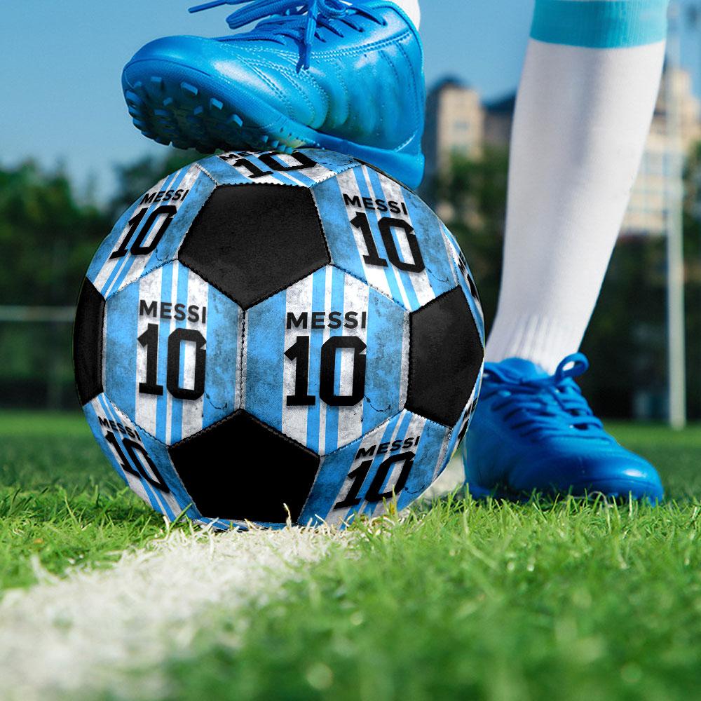 Lionel Messi Size 5 Soccer Ball, Machine-Stitched PVC, Durable & High Bounce, All Ages Fit, Fan Merchandise, Matches & Outdoor Use.