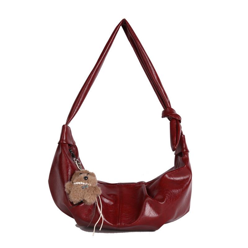 Korean niche foreign style one shoulder armpit bag women's fashion retro croissant bag large capacity pleated messenger dumpling bag