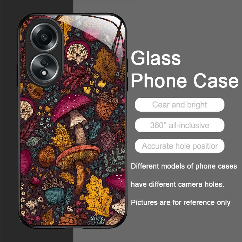 Creative Personality Mushroom Pattern Tempered Glass Phone Case for OPPO Realme 13 Pro Plus 12 11 10 9i C55 X7 GT Neo 2 3T Cover