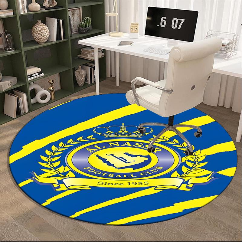 1PC round rug Nassr Football Club Crest Printed Round Area Rug ,Rug For Home Office, Round Chair Rug, Decorative Carpet Fan gifts Christmas gift