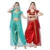 Belly Dance Costume Set for Women Short Sleeve Shirt Top Lantern Trousers Veils Headress Carnivals Dancer Outfit Suit