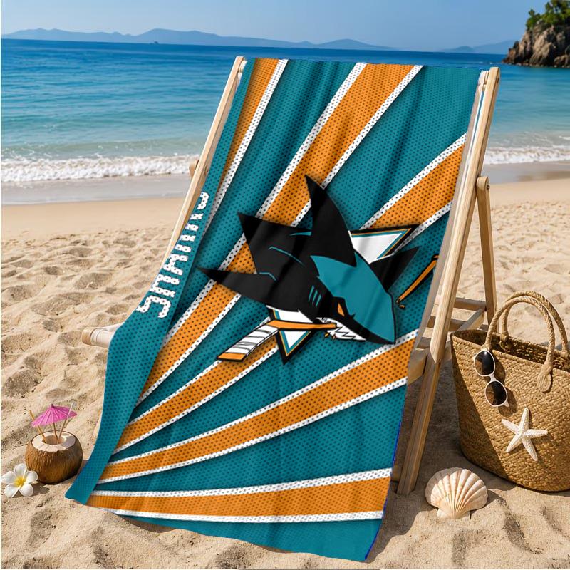 San Sharks Pattern Beach Towel Microfiber Beach Towel, Lightweight and Quick-Dry, for Summer Travel, Swimming Pool Fan Birthday Gift