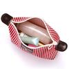 Striped Cosmetic Bag Portable Zippered Small Makeup Bag Foldable Stylish Toiletry Bag for Makeup Brushes Skincare Products
