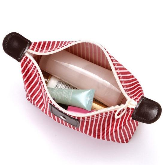 Striped Cosmetic Bag Portable Zippered Small Makeup Bag Foldable Stylish Toiletry Bag for Makeup Brushes Skincare Products