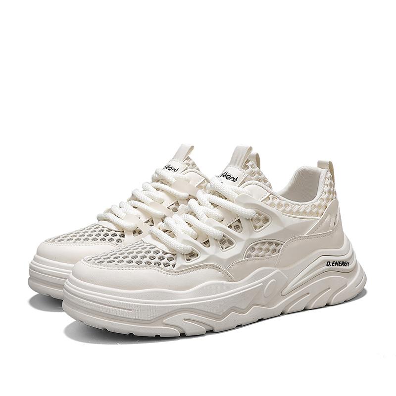 Men's summer breathable hollow mesh sports leisure shoes for teenagers lightweight thick soled wear-resistant men's mesh shoes