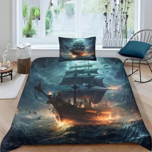 Pirate Ship Duvet Cover Set Bed Decoration First Choice Gift Suitable For Children Boys Girls And Adults Soft Warm Breathable