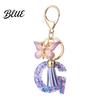 Comfortable To Carry Keychain Purple Series Pendant Sequins Star Initial Letter Charm Key