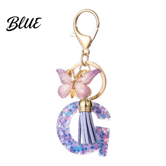 Comfortable To Carry Keychain Purple Series Pendant Sequins Star Initial Letter Charm Key
