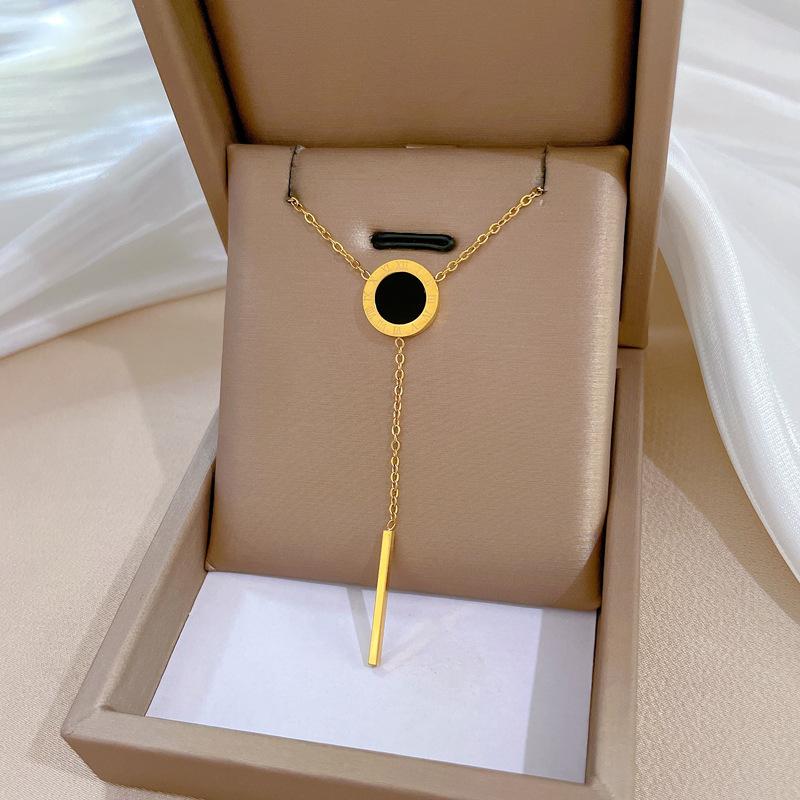 Geometric Planet Personality Minimalist Wind Furnace Real Gold Necklace Female Collarbone Chain