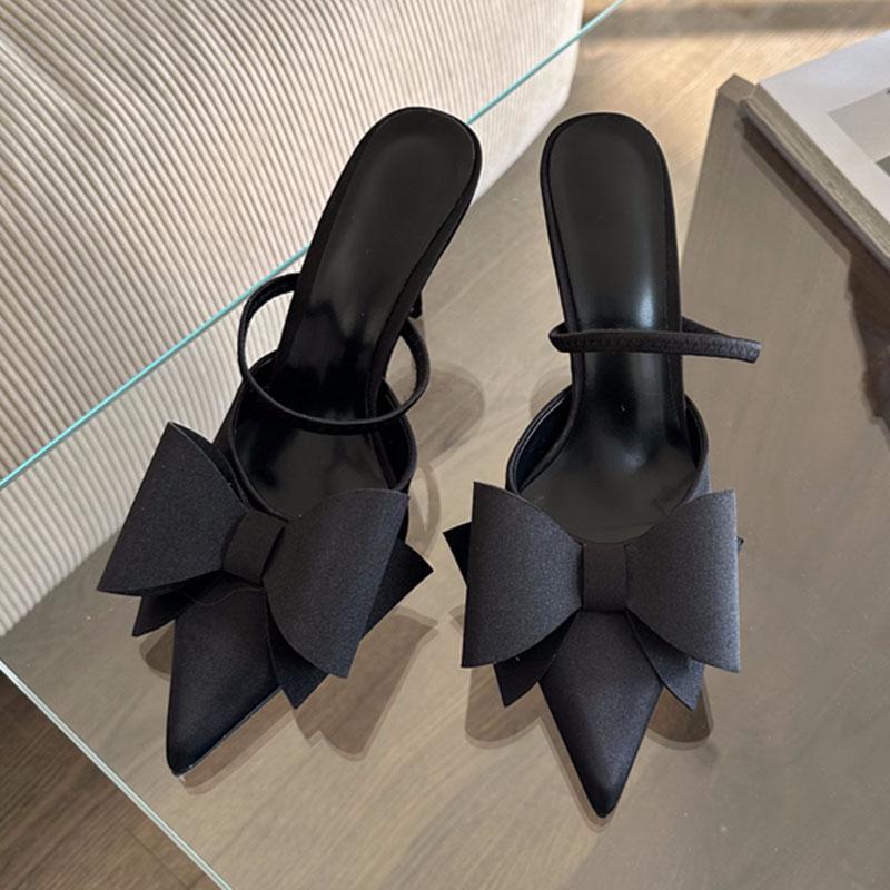 Fashion Big Size 43 Fashion Butterfly-Knot Women Stiletto Heels Shoes Female Slip On Footwear Pointed Toe Ladies Thin Heels Pumps Shoes