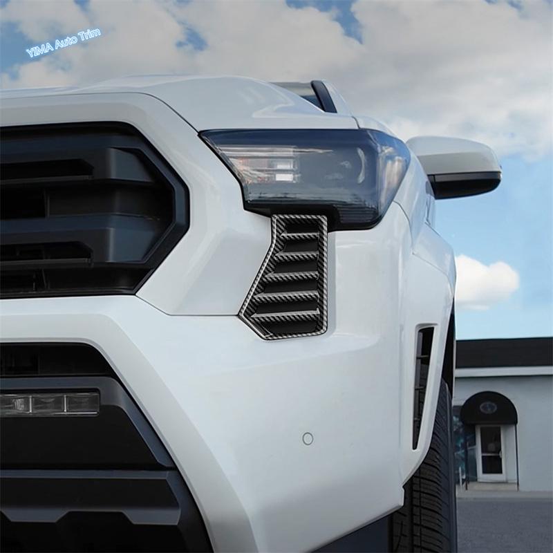 For Toyota Tacoma 2024 2025 Car Exterior Accessories Front Head Light Lamp Air Vent Grille Frame Cover Trim Black Style Exterior