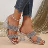 Złote Srebrne Cekiny Sandały na Wysokim Obcasie Kobiety Letnia Moda Kwadratowy Nosek Przezroczysty Obcas Kapcie Kobieta Błyszczące Buty Bankietowe na Imprezę