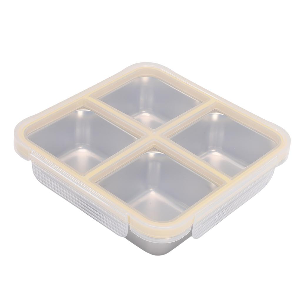 304 Stainless Steel Lunch Box 4 Compartment Divided Food Storage Container Leakproof Reusable Snack Container Portion