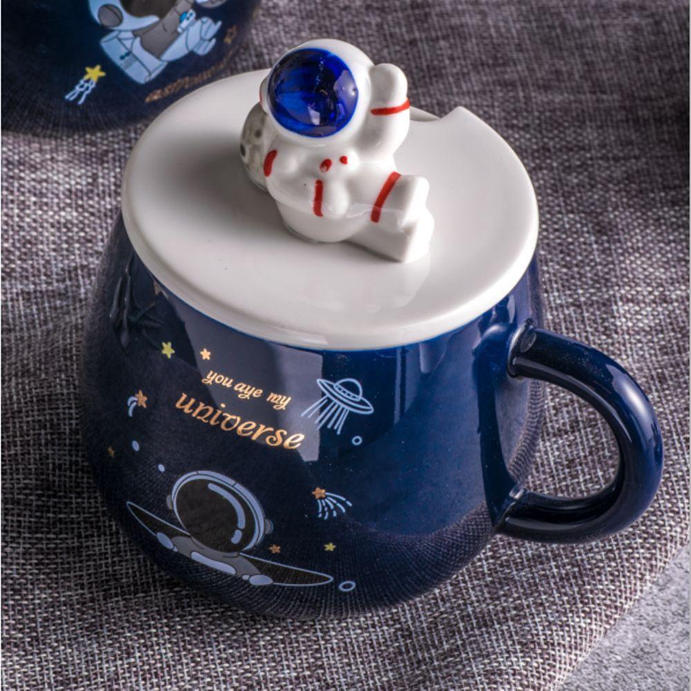 Keramický hrnek astronaut raketa s víčkem uchem lžičkou chlapec a dívka hrnek kreslený zábava vesmír