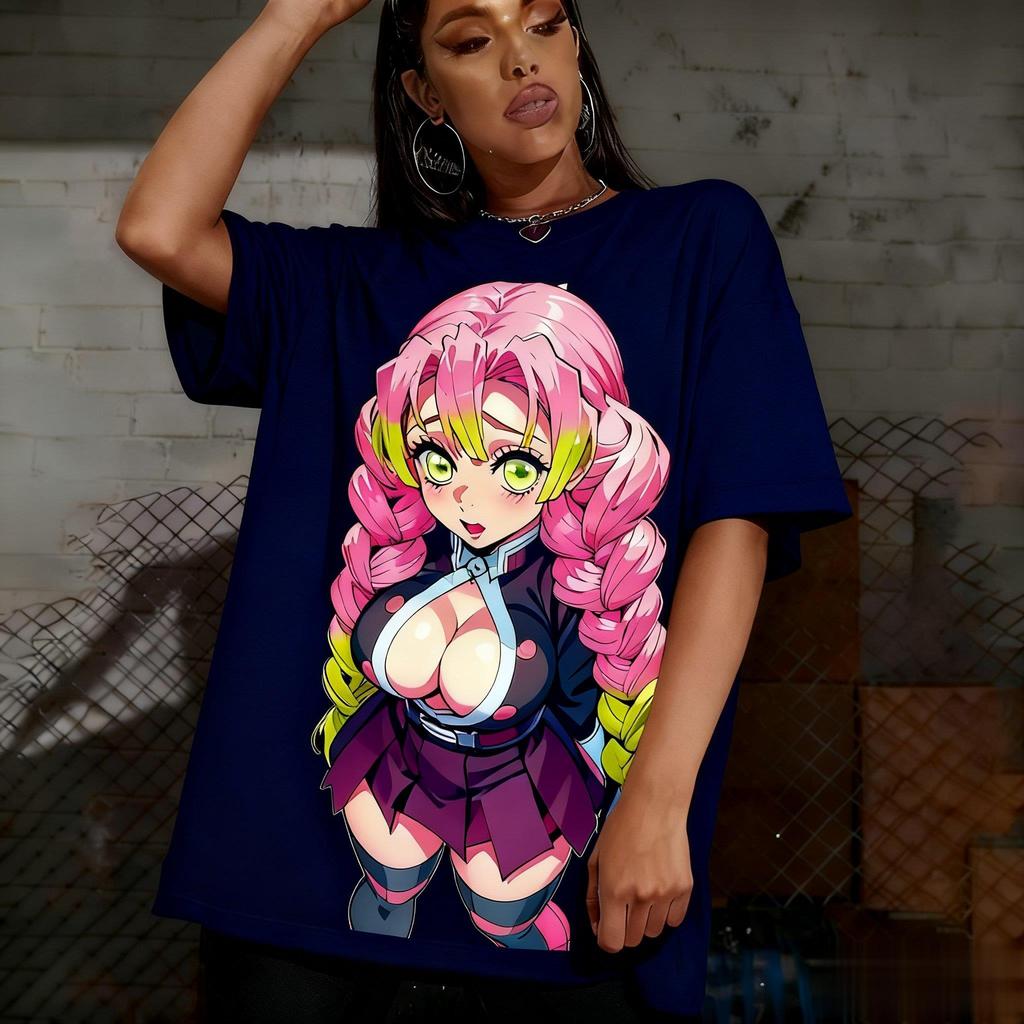 Demon Slayer Kanroji Mitsuri Anime Graphic T Shirt Women Unisex Streetwear Tee Summer Casual Oversize Short Sleeve Top Fashion