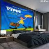 Pippi Longstocking Custom Name Wall Tapestry Aesthetic Wall Hanging Printed Fabric Blanket Decorative Tapestries for Bedroom Living Room Home Decor
