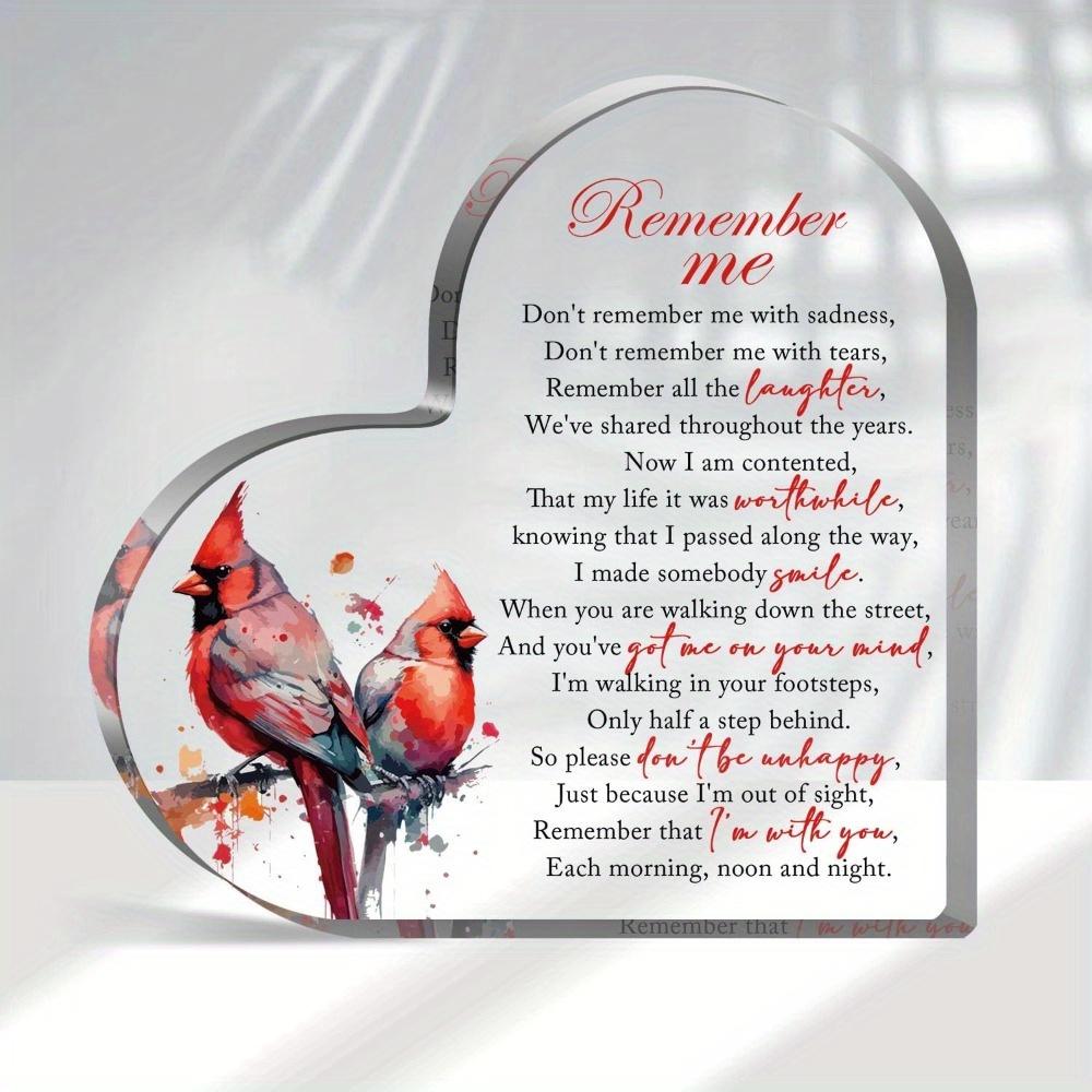 Acrylic Heart Memorial - Sympathy Table Centerpiece for Loss of Loved One
