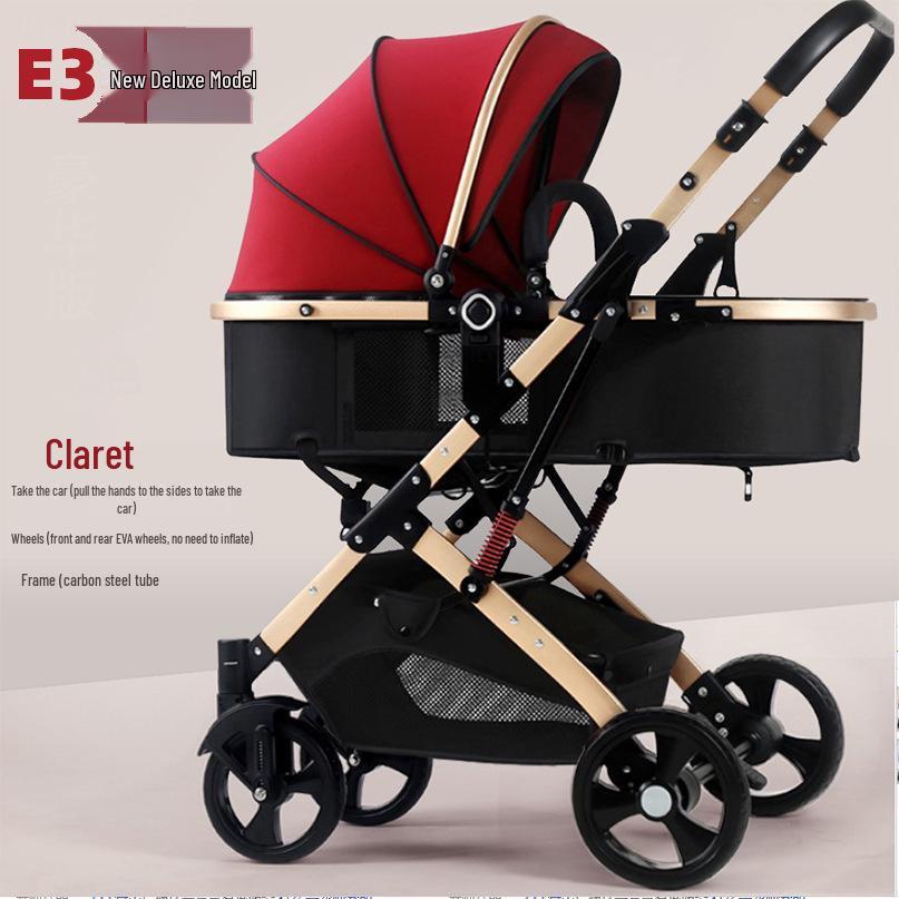 Foldable Multi-Functional High Landscape Baby Stroller: Sits and Lies Flat, Shock-Absorbing, Two-Way Design for Newborns
