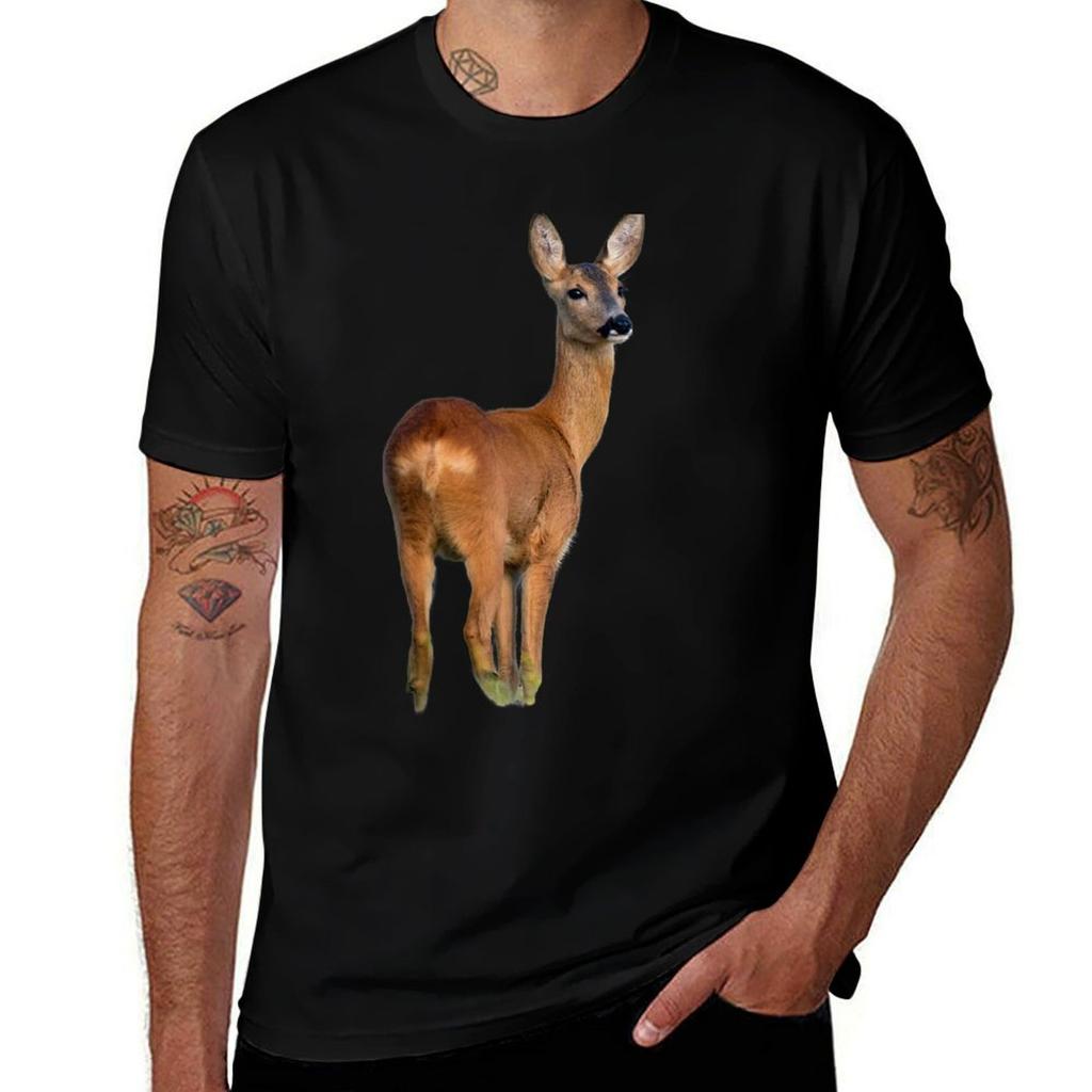 Roe Deer T-Shirt Vintage Print Crew Neck Tee