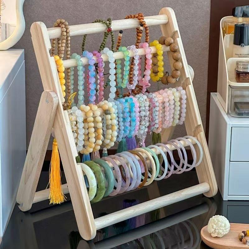 Suporte de Exibição de Rack de Armazenamento de Tiara de Madeira 2 Camadas Uso Doméstico Acessórios de Cabelo Joias Exibidor de Tiara Armazenamento de Joias