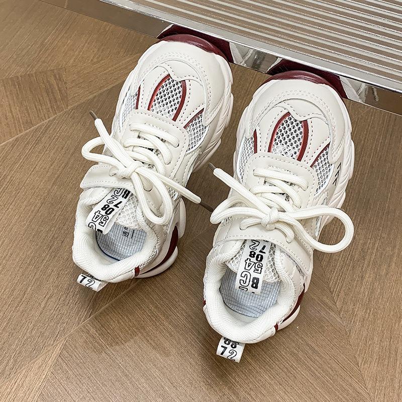 

Children’s Sneakers, Girls’ New Summer Style, Single-Mesh Breathable, Odor-Proof, Soft-Soled Kids’ Shoes, Girls’ White Dad Shoes 36 бордовий