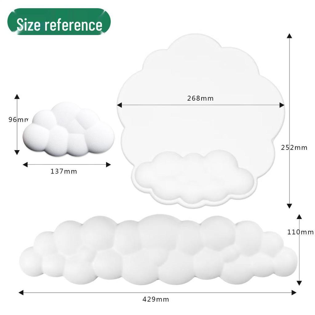 Cloud Leather Mouse Pad & Memory Foam Wrist Rest - Non-Slip Silicone Keyboard Support