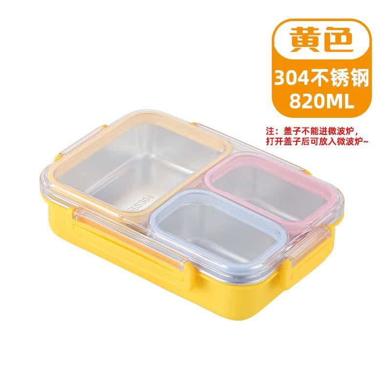 Stainless Steel 3-Compartment Lunch Box Leakproof Food Container Adults Microwave Safe Bento