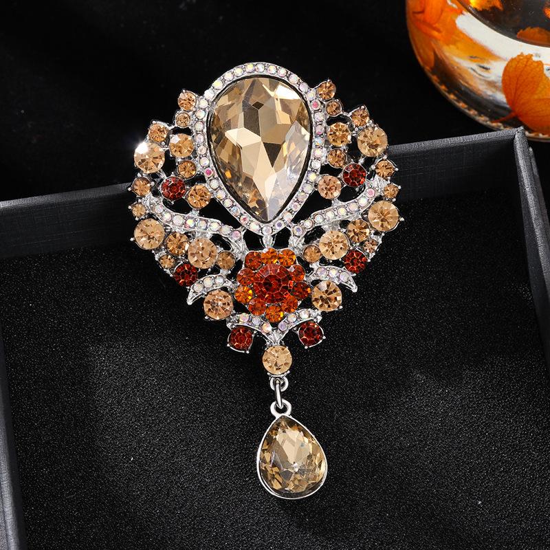 1Pcs Wedding Bridal Bouquet Clear Crystal Rhinestone Teardrop Dangle Brooch Pin Hot Women Men Brooch Clothing Accessories